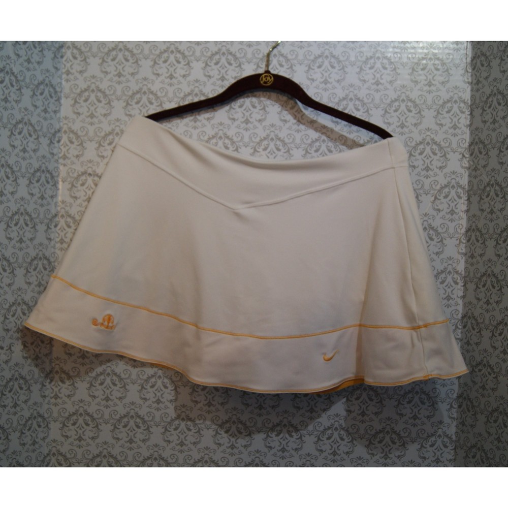 Nike Dri Fit Med. Skort White Yellow Tennis Cheer Style Activewear Athletic